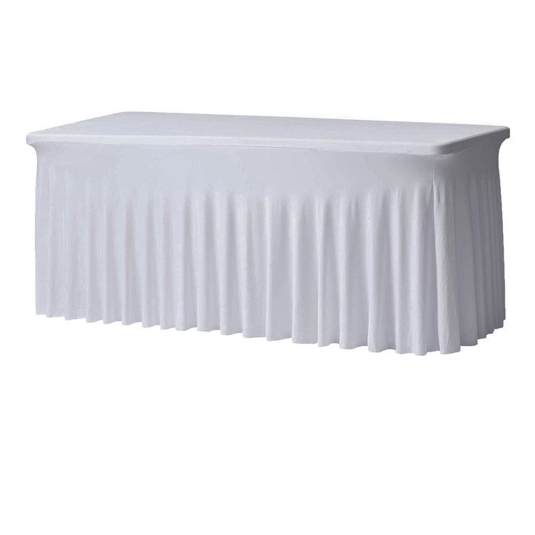 6’ White Linen Rectangle (wavy fabric)