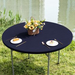 60” Round Spandex Fitted Table Topper (Black)